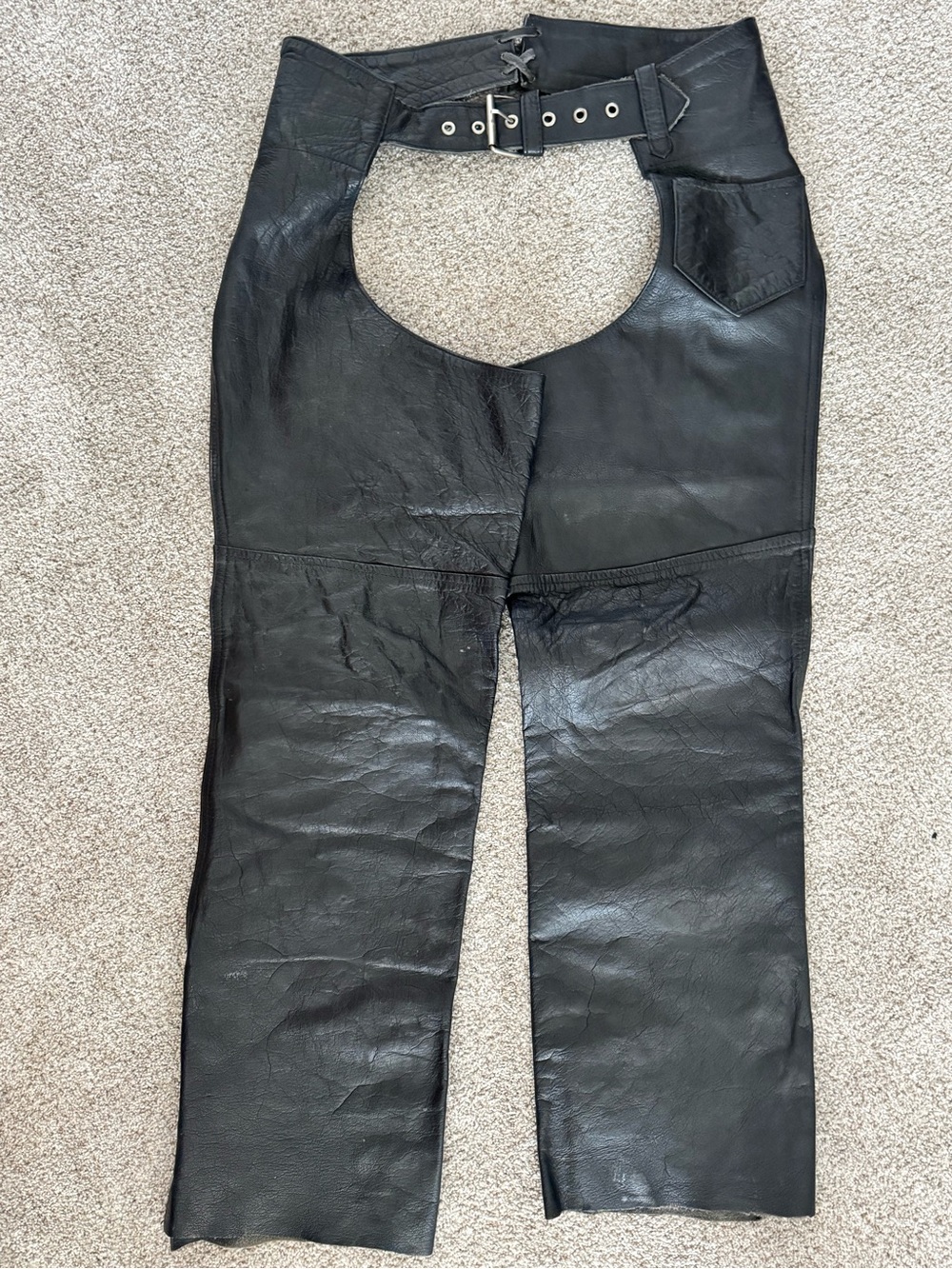 Unik Black Leather chaps with Front Pocket